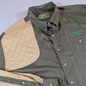 Kevin's Plantation Collection Long Sleeve Button Up Shirt Olive Green Tan Sz 2XL